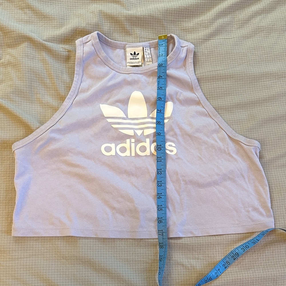 Adidas Originals Pastel Purple Tree Foil Crop Tank Top - Picture 3 of 6